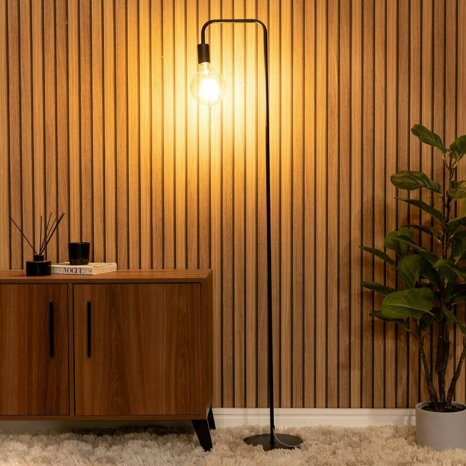 image 1 of ValueLights Bronx Matte Black Industrial Floor Lamp