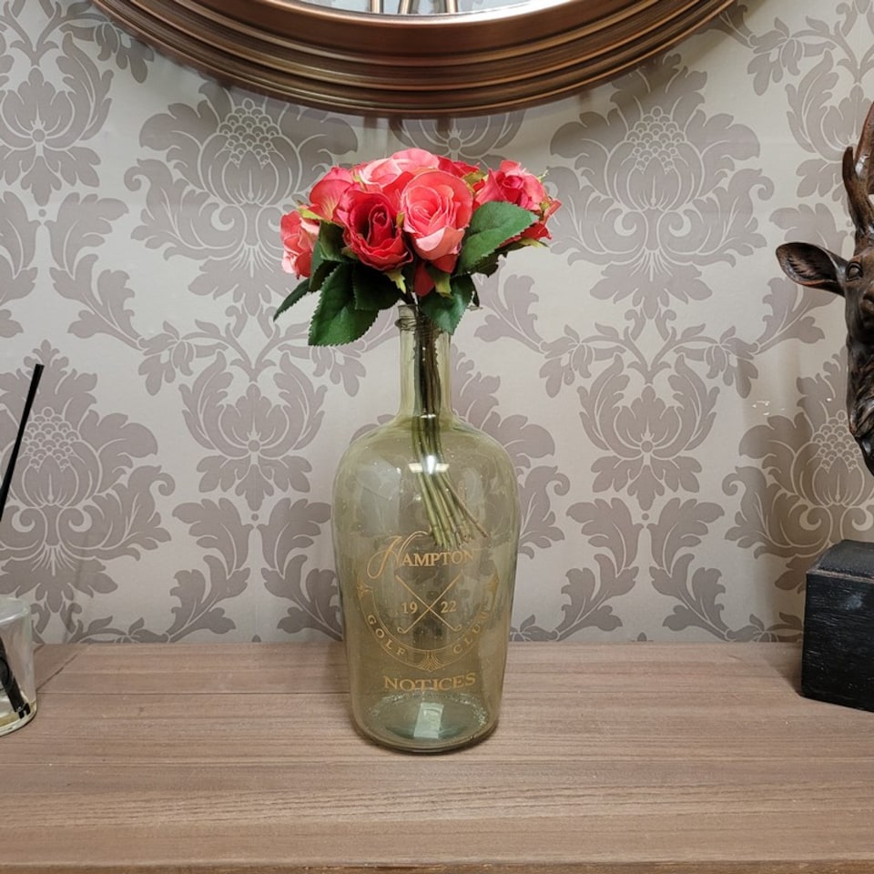 image 1 of 11 Inch Decorative Vase - Glass - L13 x W13 x H18 cm - Recycle Green | Clear