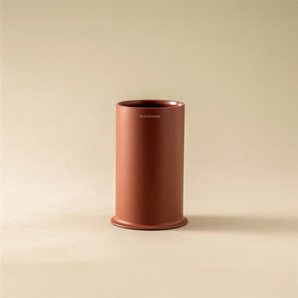 image 1 of Cosmic Bathroom Toothbrush Holder Circular Design w/ Stainless Steel Terracotta