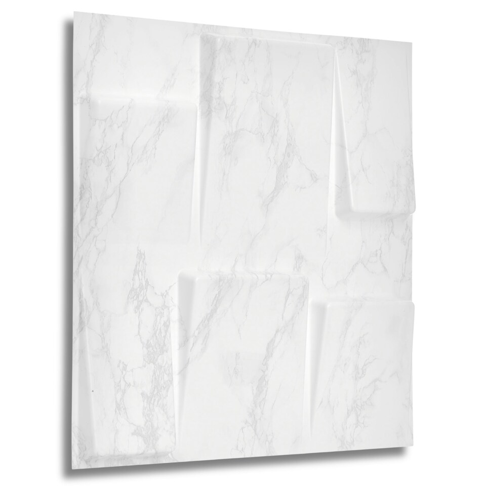 image 1 of NOVECRAFTO 3D Geometric Wall Panels – Matt White Squares Design – 6 PVC Sheets – 1.5m² (16.15sqft) – Interior Cladding Wall Tile Effect | White