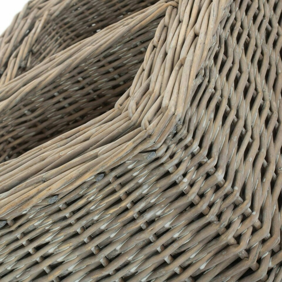 image 1 of Set of 4 Wicker Grey Wash Storage Tray Brown