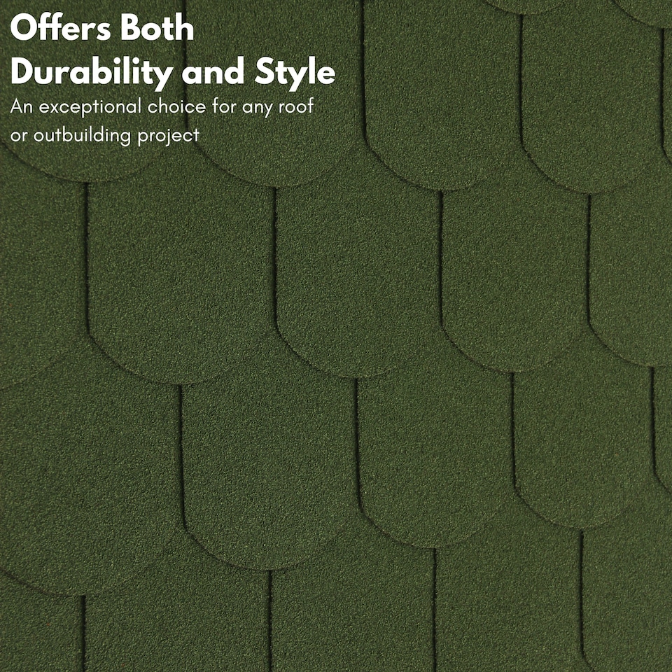image 1 of Premium Asphalt Roof Shingles - Fish Scales Design 80 x 31.5 cm Weather Resistant Roofing Felt (25 Pcs)