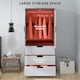 image 3 of HOMCOM 2 Door Wardrobe Modern Wardrobe with 3 Drawer and Hanging Rod, Grey