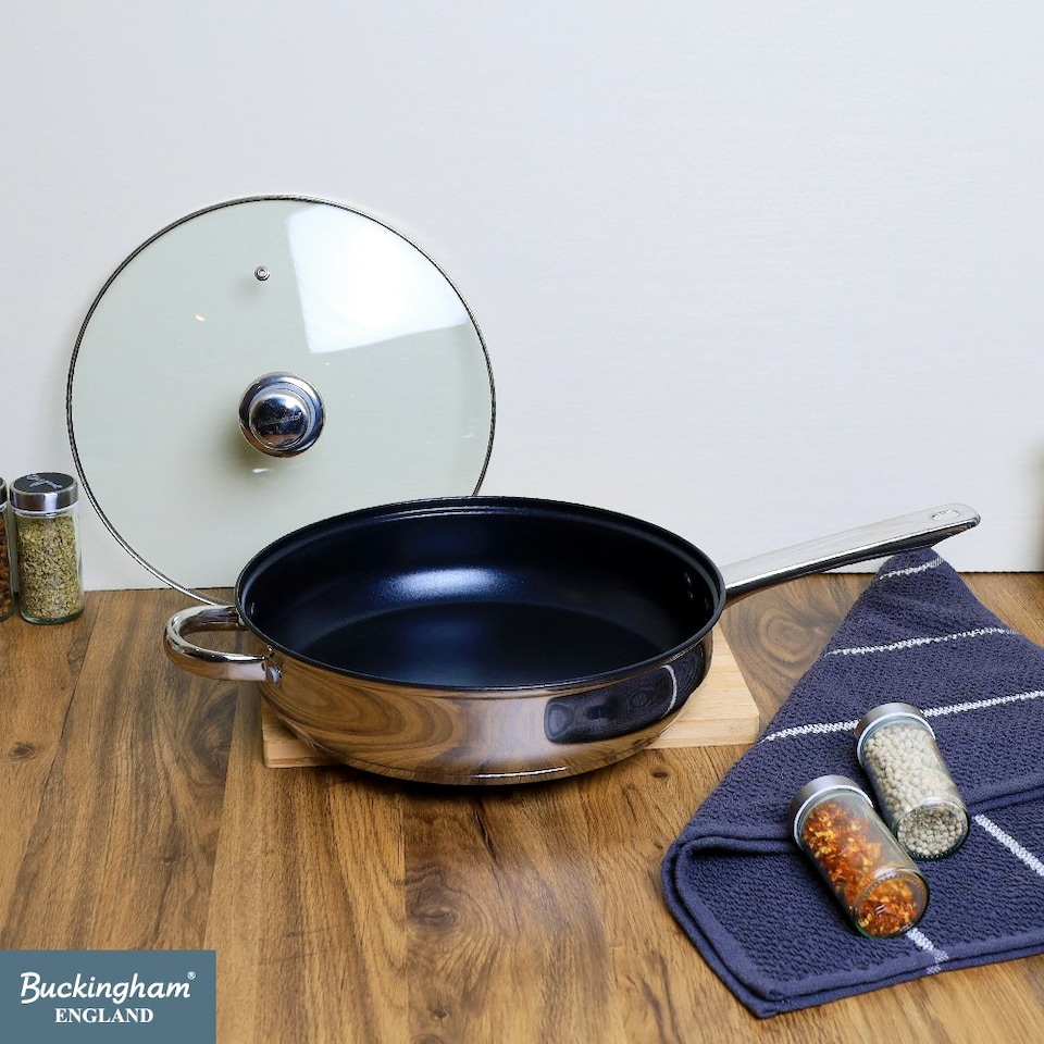 image 1 of Buckingham Stainless Steel Sauté Pan Induction Compatible with Stainless Steel Handles 24cm , 2.7 litre