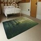 image 3 of Forest in the morning in a fog in the sun, trees in a haze of light, glowing fog among the trees (Rug) Green | XL