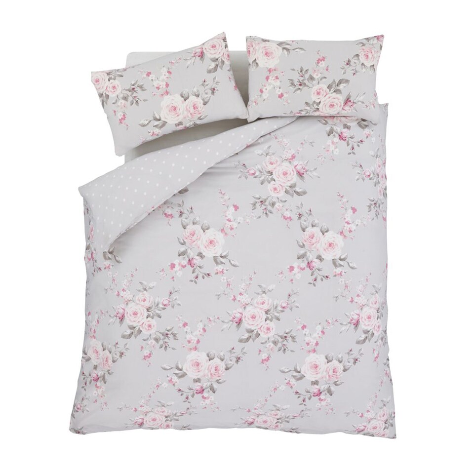 image 1 of Canterbury Floral Reversible Duvet Cover Set | Grey