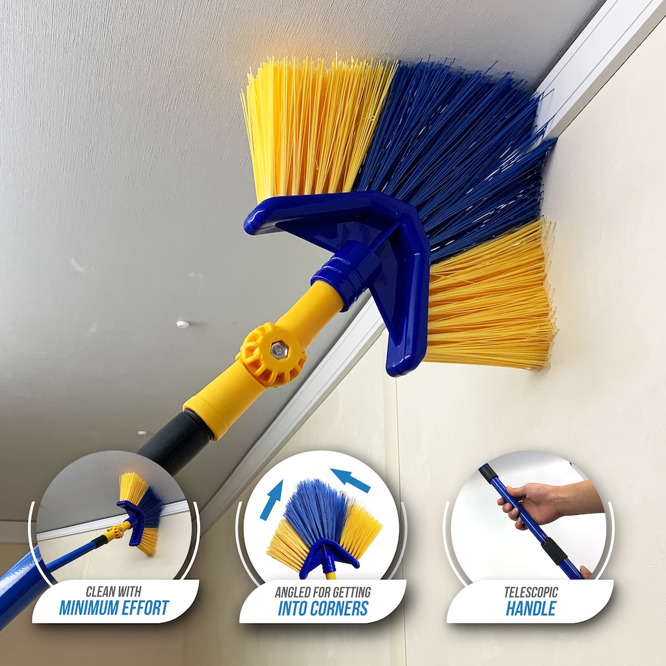 image 1 of Long Handle Angled Cobweb Brush Duster For Cleaning