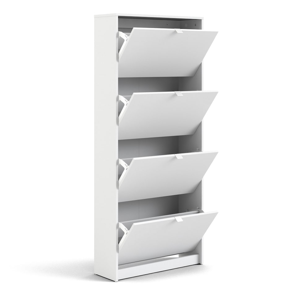 image 1 of Shoes Shoe Cabinet 4 Flip Down Doors and 2 layers in White