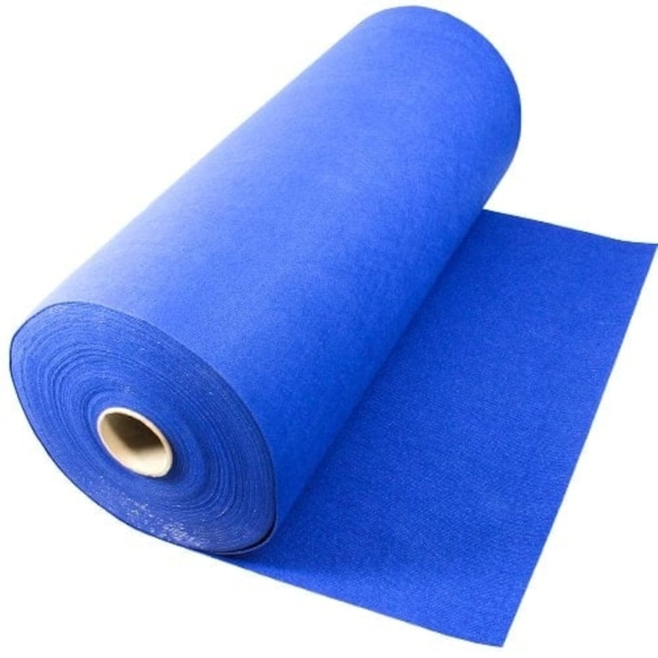 image 1 of 50 Metres Exhibition Quality Ribbed Heavy Duty Blue Carpet Runner 1 Metre Wide