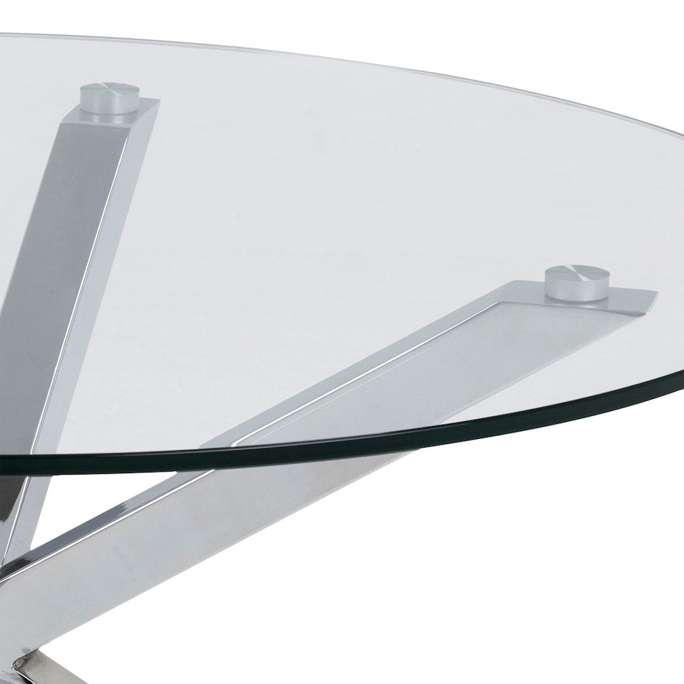 image 1 of Heaven Round Coffee Table with Glass Top and Chrome Legs