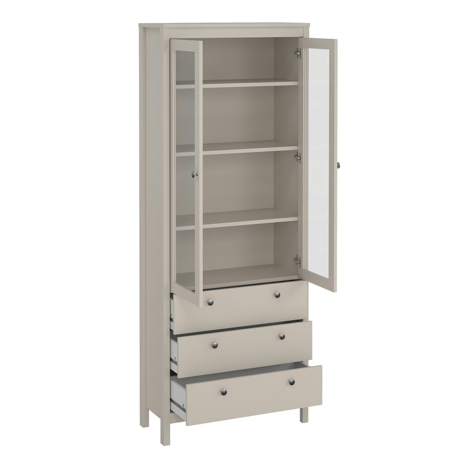image 1 of Madrid China Cabinet 2 Glass Doors with 3 Drawers in Cashmere N/A