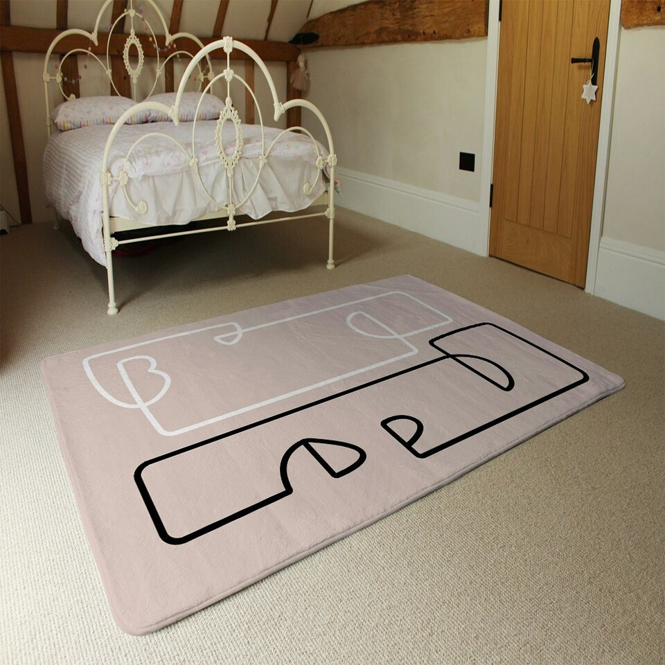 image 1 of line art of two faces (Rug) Cream | S