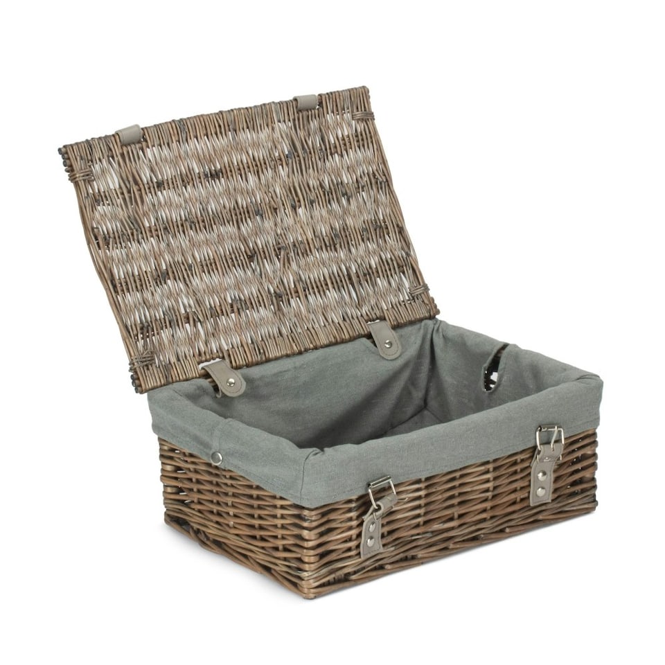 image 1 of 35cm Antique Wash Wicker Picnic Basket with Lining Red | Red | One Size