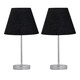 image 1 of Set of 2 Chrome Stick Table Lamps with Black Fabric Shades Chrome | Black