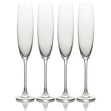 Mikasa Champagne Flute Set Clear Crystal 250ml Set of 4