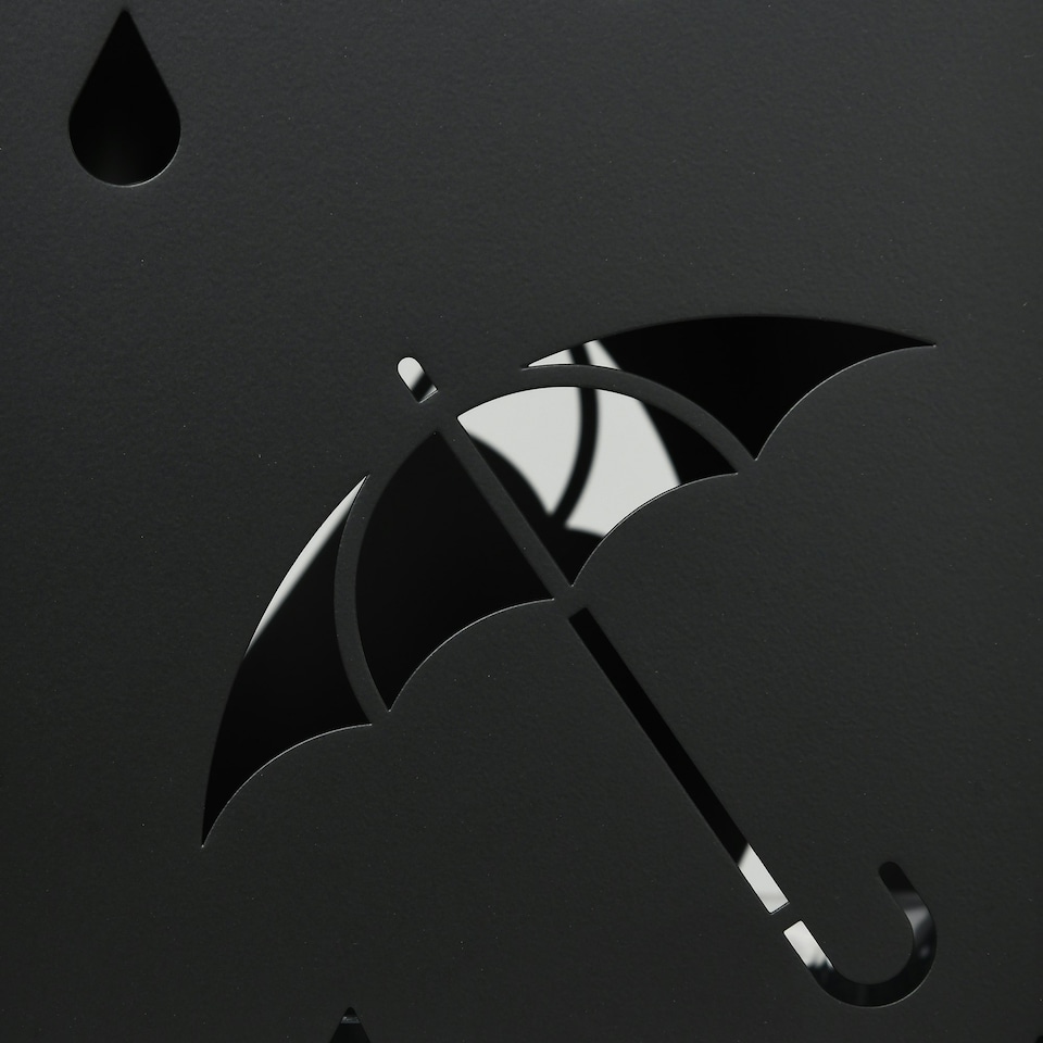 image 1 of HOMCOM Metal Umbrella Stand, Square Umbrella Basket with 4 Hooks Drip Tray Black
