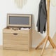 image 7 of HOMCOM Entryway Shoe Bench with Cushion Storage Cabinet for Living Room Natural Yellow