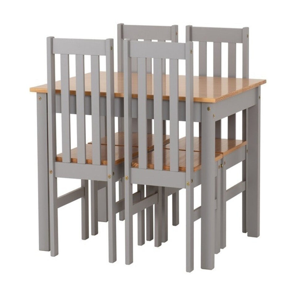 image 1 of Ludlow 1+4 Dining Set - Grey/Oak Lacquer Brown