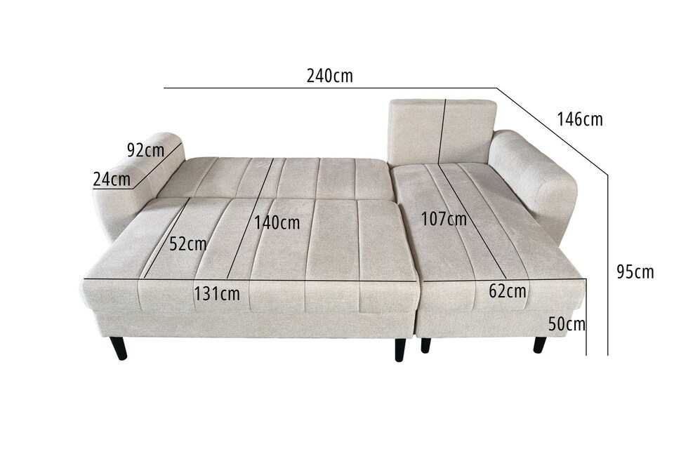 image 1 of Sienna 3 Seater Right Hand Facing Storage Sofa Bed in Grey, Silver or Beige | Silver | One Size