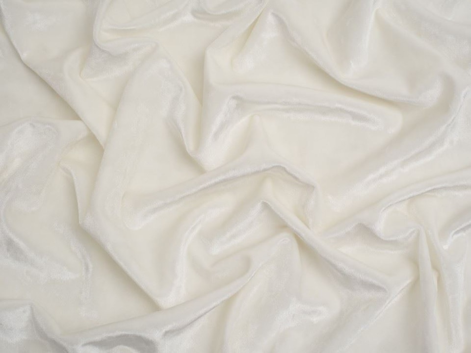 Minerva Core Range Cream Deluxe Crush Velvet Stretch Knit Fabric for Dressmaking, 155cm / 61" Wide - per metre