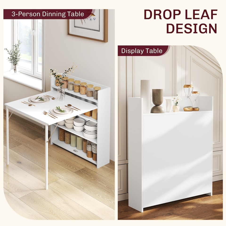 image 1 of HOMCOM Folding Dining Table, Kitchen Table with Shelves