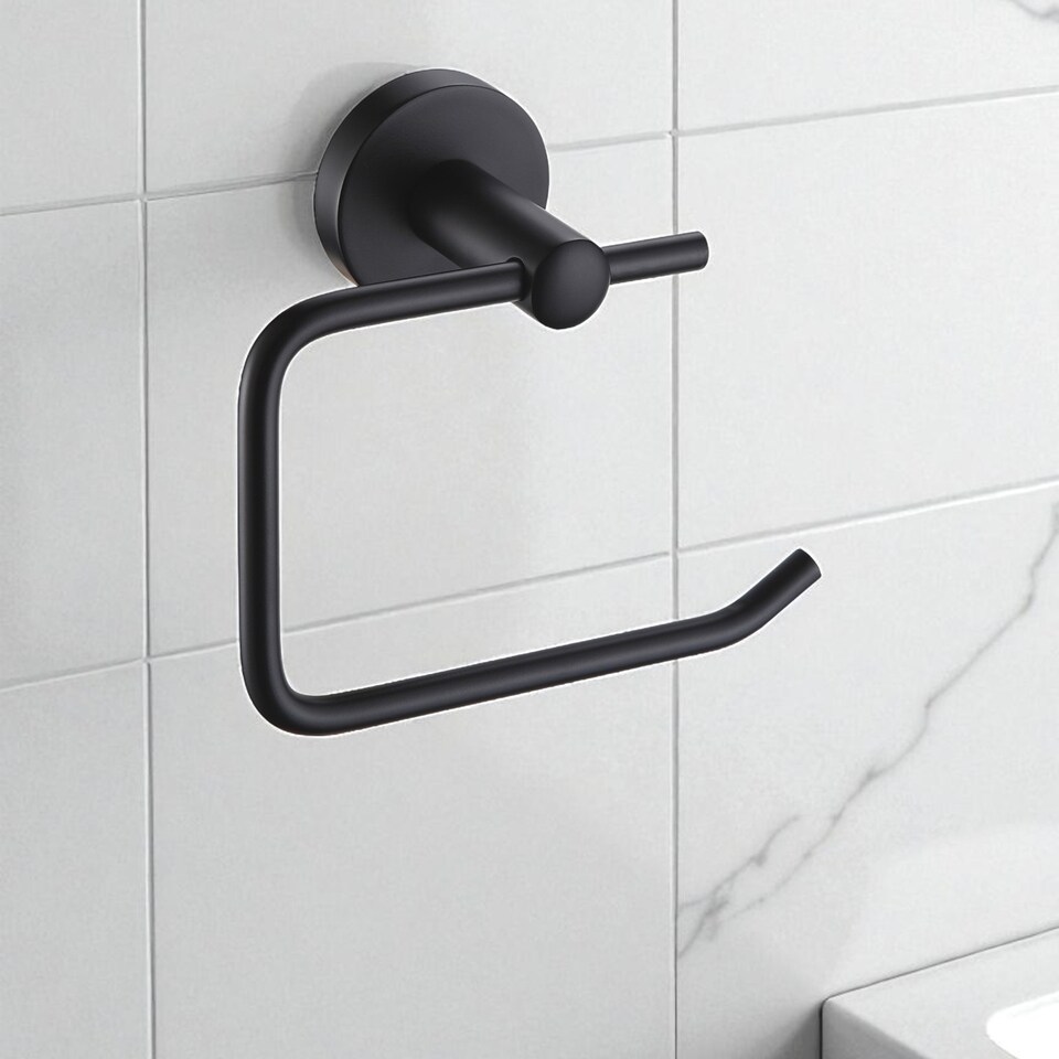 image 1 of Showerdrape Modernity Black Stainless Steel Wall Mounted 7 Piece Bathroom Accessory Set | Multi | 1