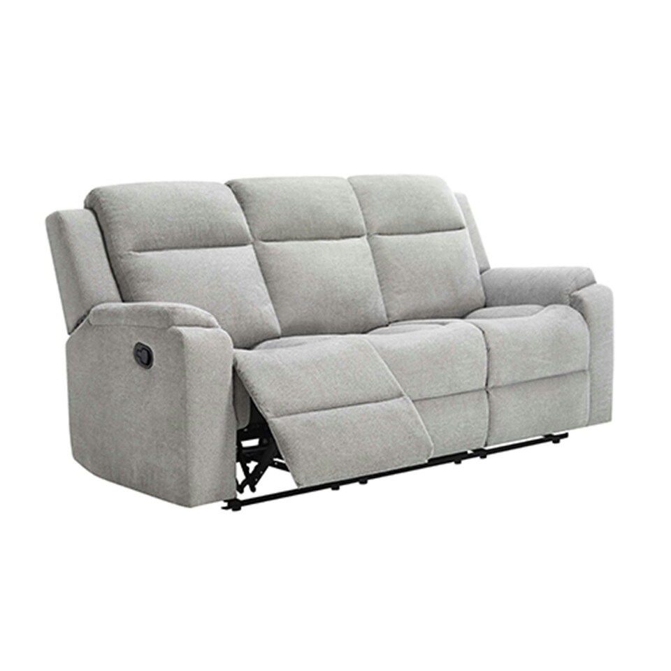 image 1 of Orka 3 Seater Manual Recliner Chenille Fabric Sofa Grey