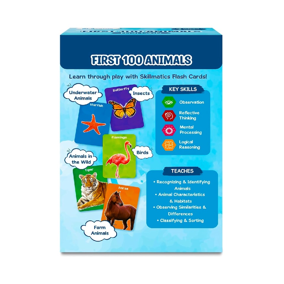 image 1 of Skillmatics First 100 Animals Flash Card Activity Game