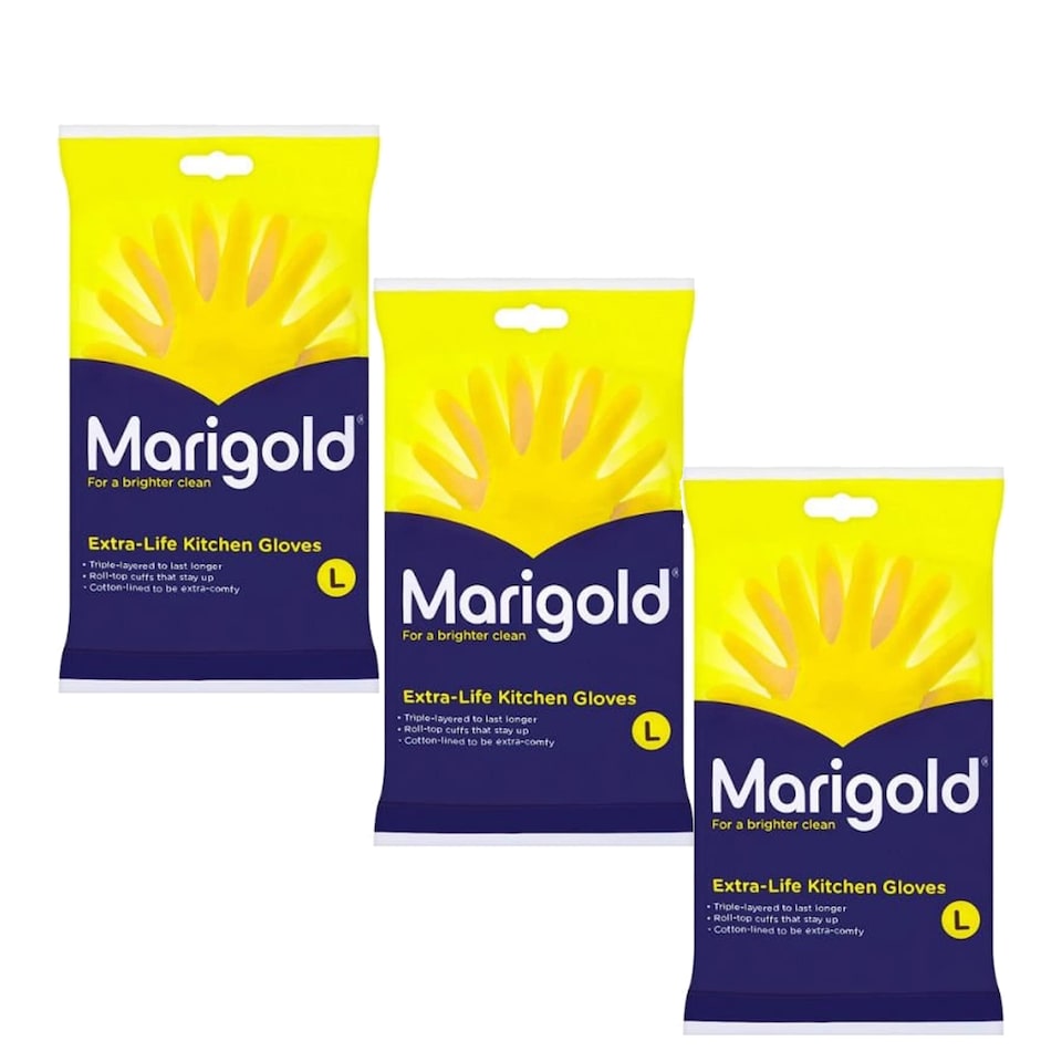 image 1 of Marigold Kitchen Gloves Large Reusable Cleaning Gloves 1 Pair Pack of 3