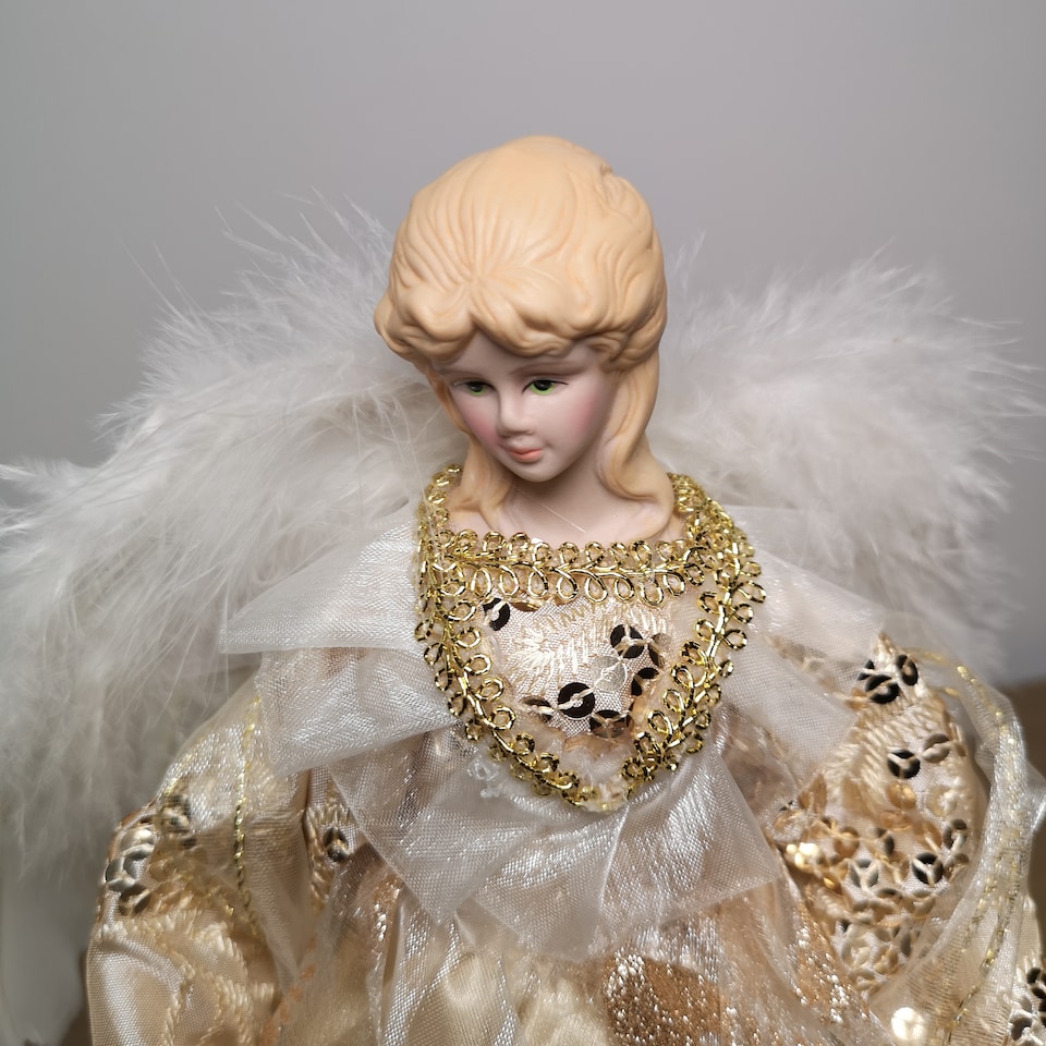 image 1 of 30cm Premier Christmas Tree Topper Angel Decoration with Feather Wings in Gold