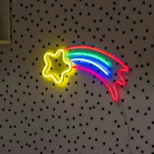 ValueLights Neon Shooting Star Neon White Illuminated Decoration and Integrated LED 3W Multicolour Bulb