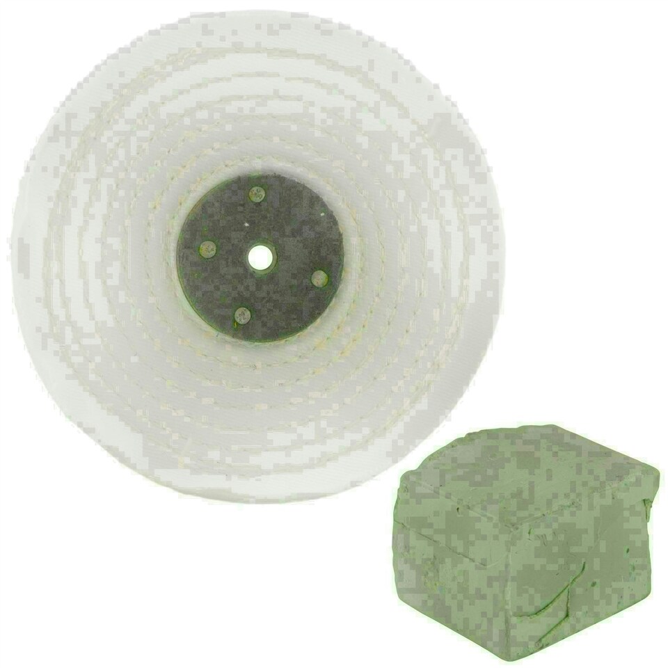image 1 of White Close Stitched Polishing Buffing Mop 6" x 1" 2 Row With Compound 250g