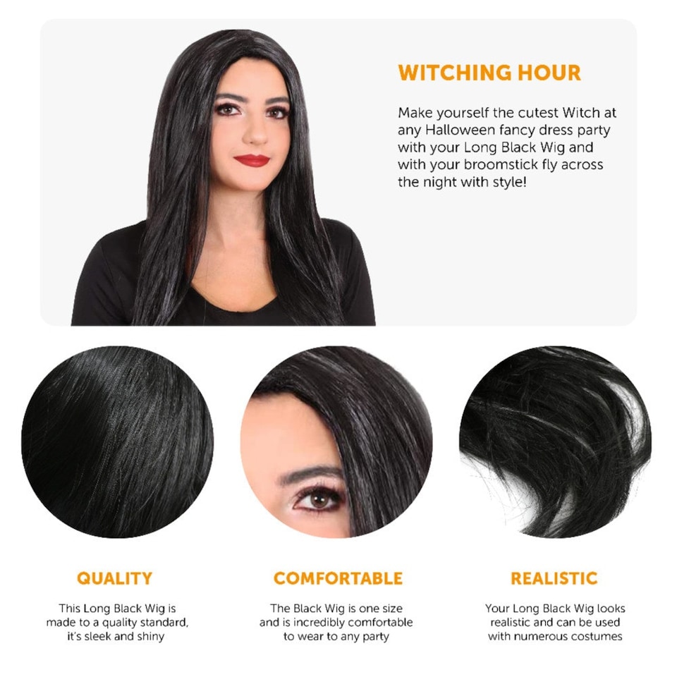 image 1 of Long Black Wig Black | One Size