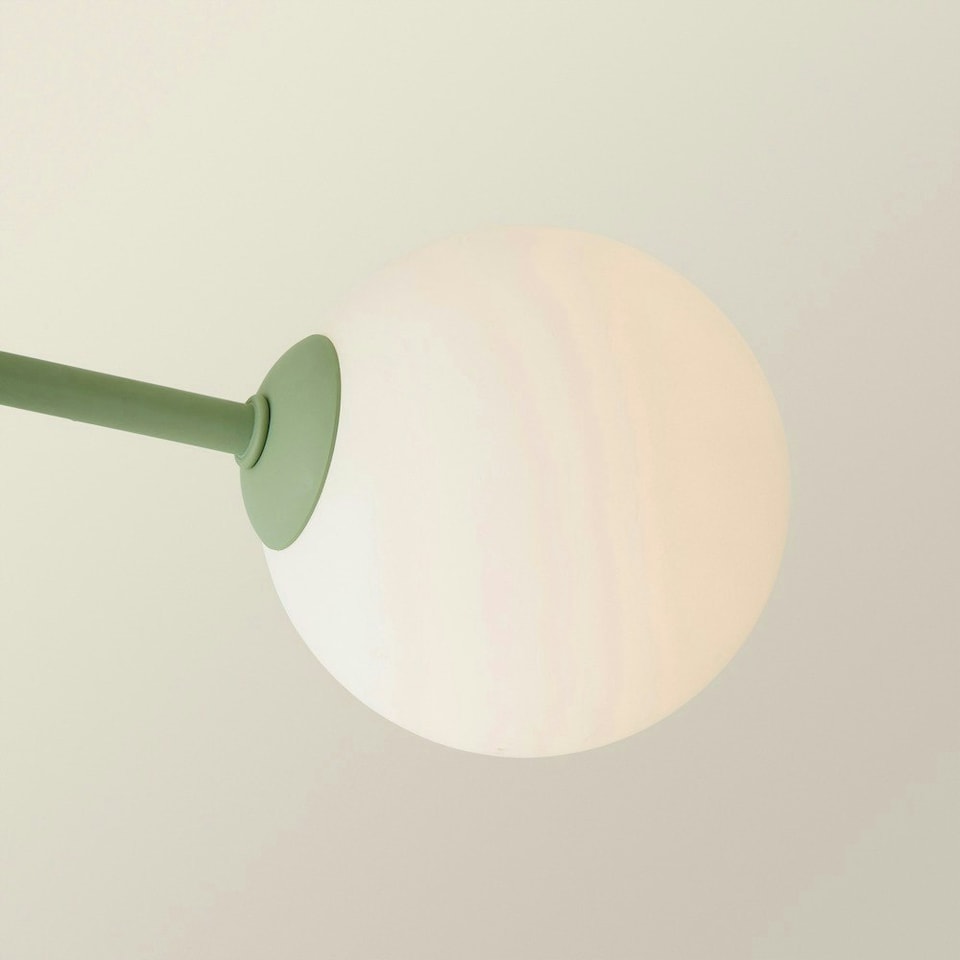 image 1 of ValueLights Marlow Sage Green Opaque Glass Globe 3 Arm Ceiling Light