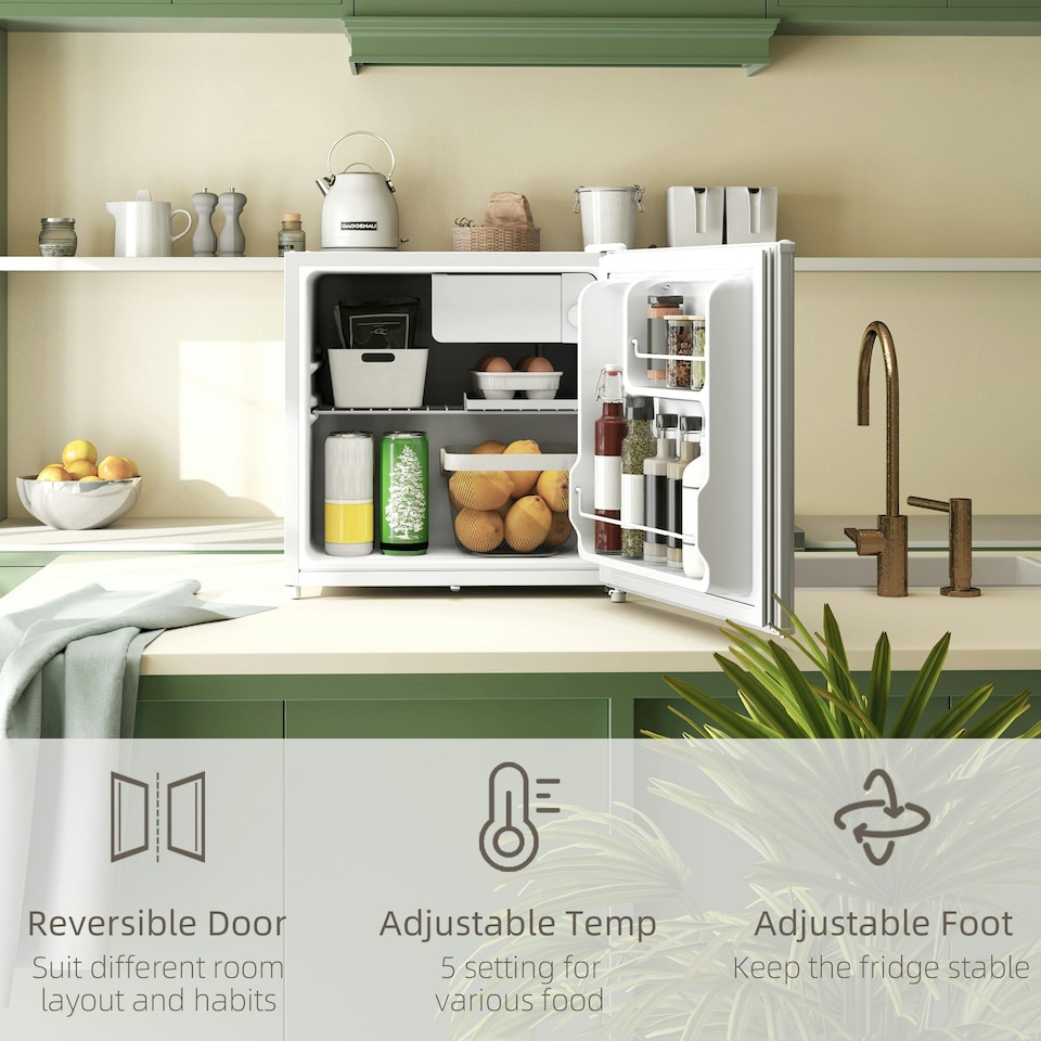 image 1 of HOMCOM 46L Counter Top Fridge Mini Fridge with Lock Chiller Box Cream White