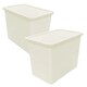image 2 of 2 x Large Cream Stackable 80 Litre Plastic Rattan Storage Containers With Lids Cream