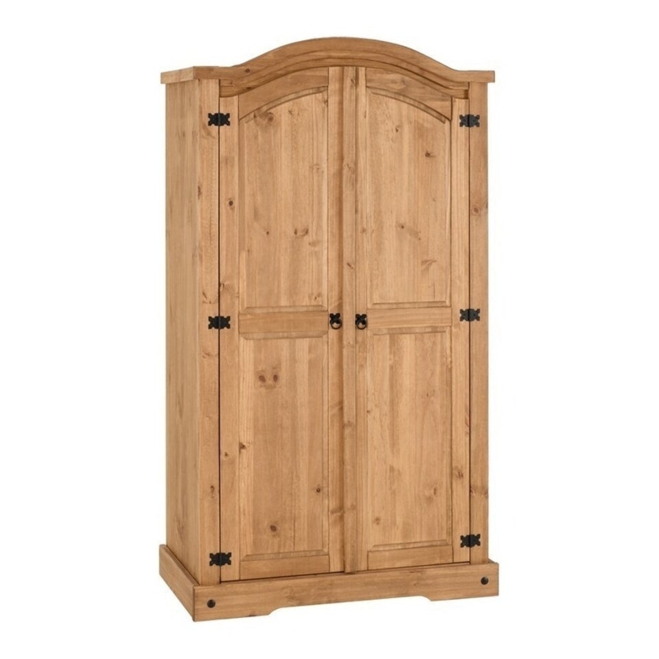 image 1 of Corona 2 Door Wardrobe - L56.5 x W103.5 x H189 cm - Distressed Waxed Pine Brown
