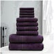 image 2 of VELVETIO 10 Piece Towel Bale Set Toronto Stripe Pattern - 100% Cotton, 450 GSM Purple