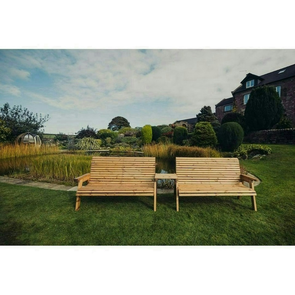 image 1 of Valley 6 Seat Set 2X3B Straight Tray - Timber - L100 x W330 x H95 cm - Fully Assembled - Set of Waterproof Cushions Included