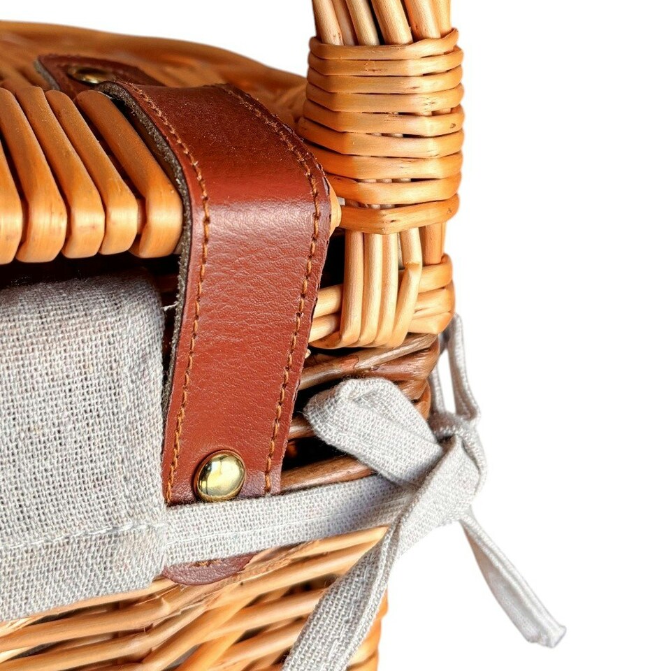 image 1 of Full Buff Willow Wheeled Shopping Basket Brown