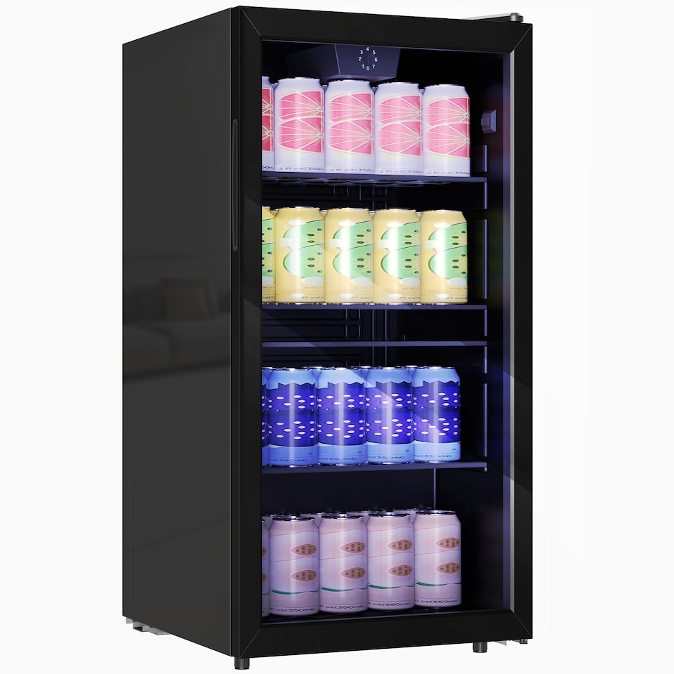 image 1 of HOMCOM 93L Drinks Fridge, 115 Can Under Counter Freestanding Wine Fridge