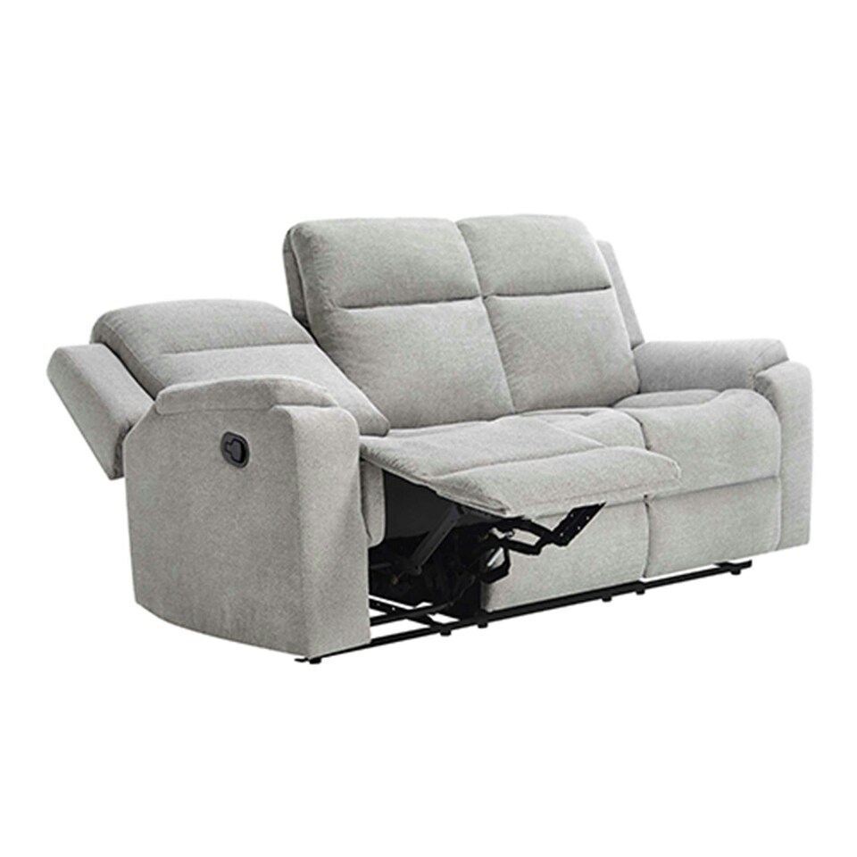 image 1 of Orka 3 Seater Manual Recliner Chenille Fabric Sofa Grey