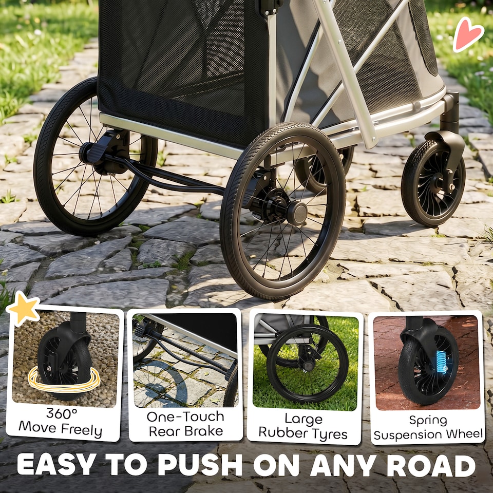 image 1 of PawHut Dog Stroller, Folding Pet Stroller for Small Medium Dogs