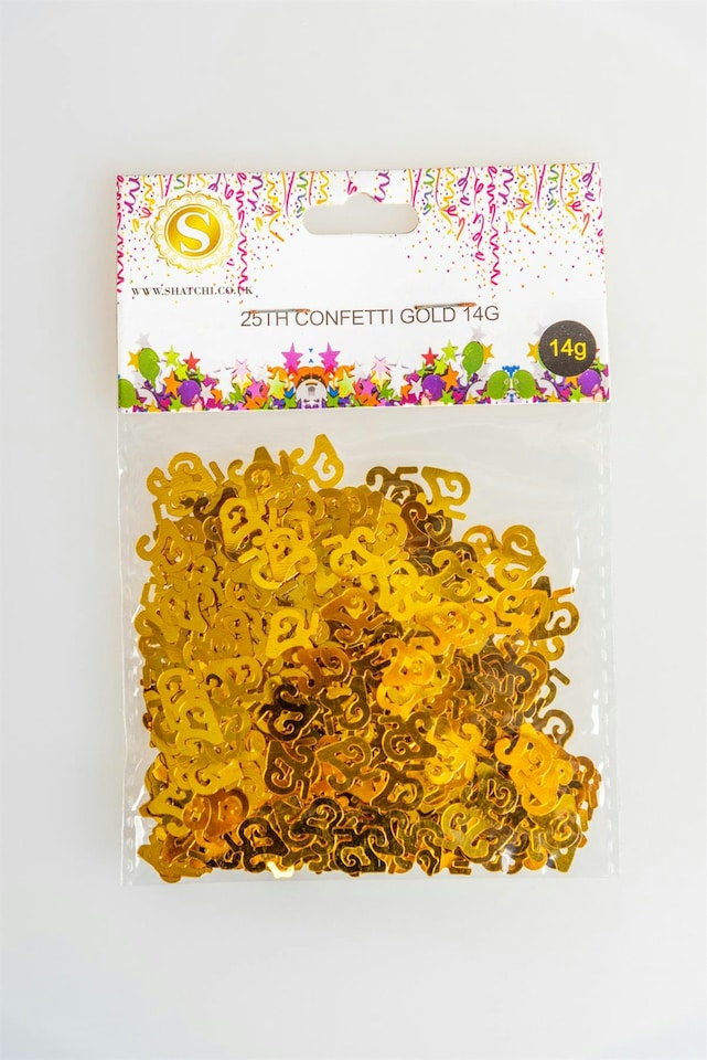 image 1 of 25th Birthday Confetti Gold 1 pack x 14 grams birthday decoration Foil Metallic 1 pack