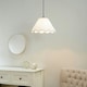 image 2 of ValueLights Florie Natural Linen Large Tapered Lamp Shade with Scallop Pink Trim
