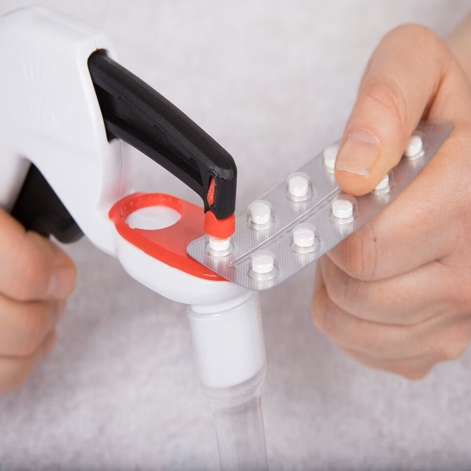 image 1 of Pivotell Pill Popper & Red Weekly Pill Organiser - aids for Those lacking Dexterity in Their Hands