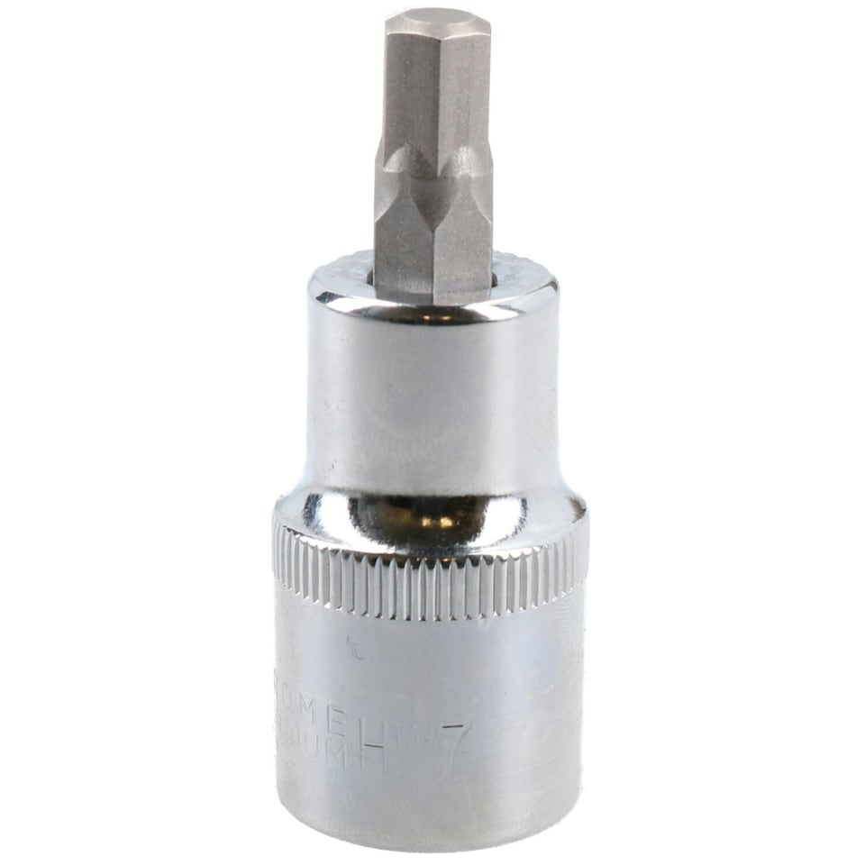 image 1 of 7mm Hex Bit Metric Allen Socket Male 1/2" Drive 55mm Length Strengthened Tip