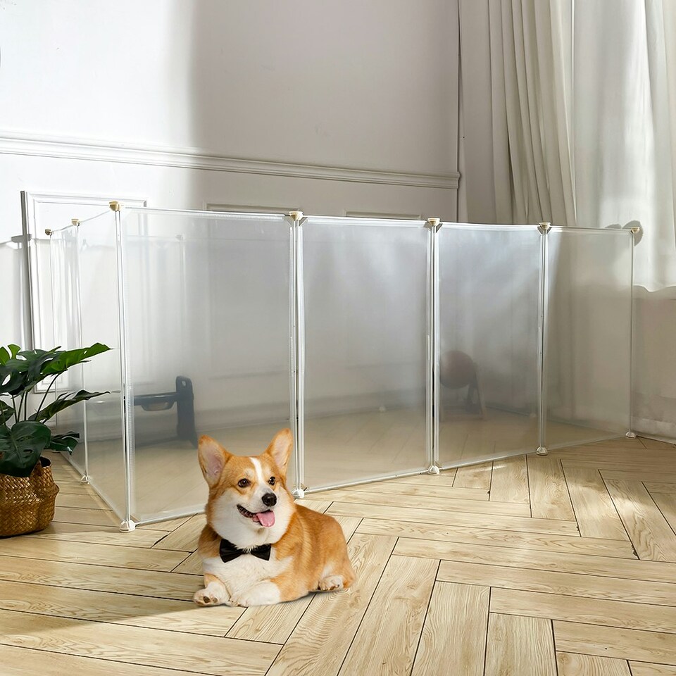 image 1 of Living and Home 12-Panel Portable Pet Playpen for Indoor & Outdoor Use | Clear | Not provided