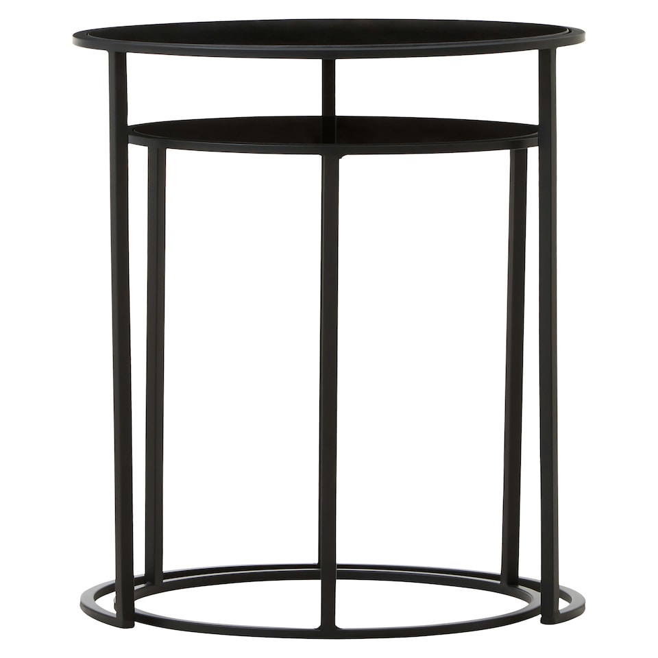 image 1 of Avento Set Of Two Round Black Plant Stands Black