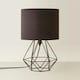 image 2 of ValueLights Modern Black Metal Basket Cage Bed Side Table Lamp With Black Fabric Shade